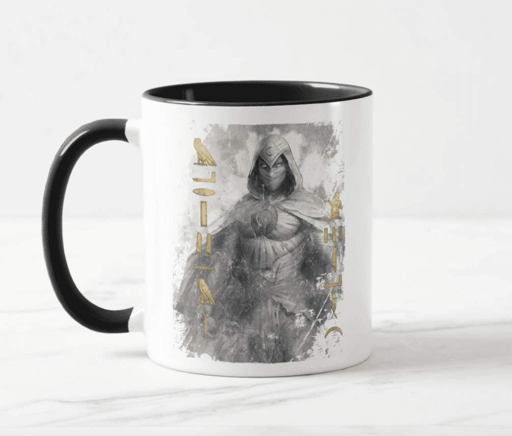 Moon Knight mug / shop it <a href=https://www.zazzle.com/moon_knight_hieroglyphic_graphic_mug-168596608940491188>here</a>