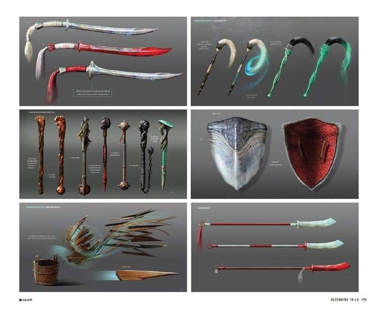 Weaponry design from Marvel Studios' Shang-Chi and The Legend of The Ten Rings: The Art of the Movie.