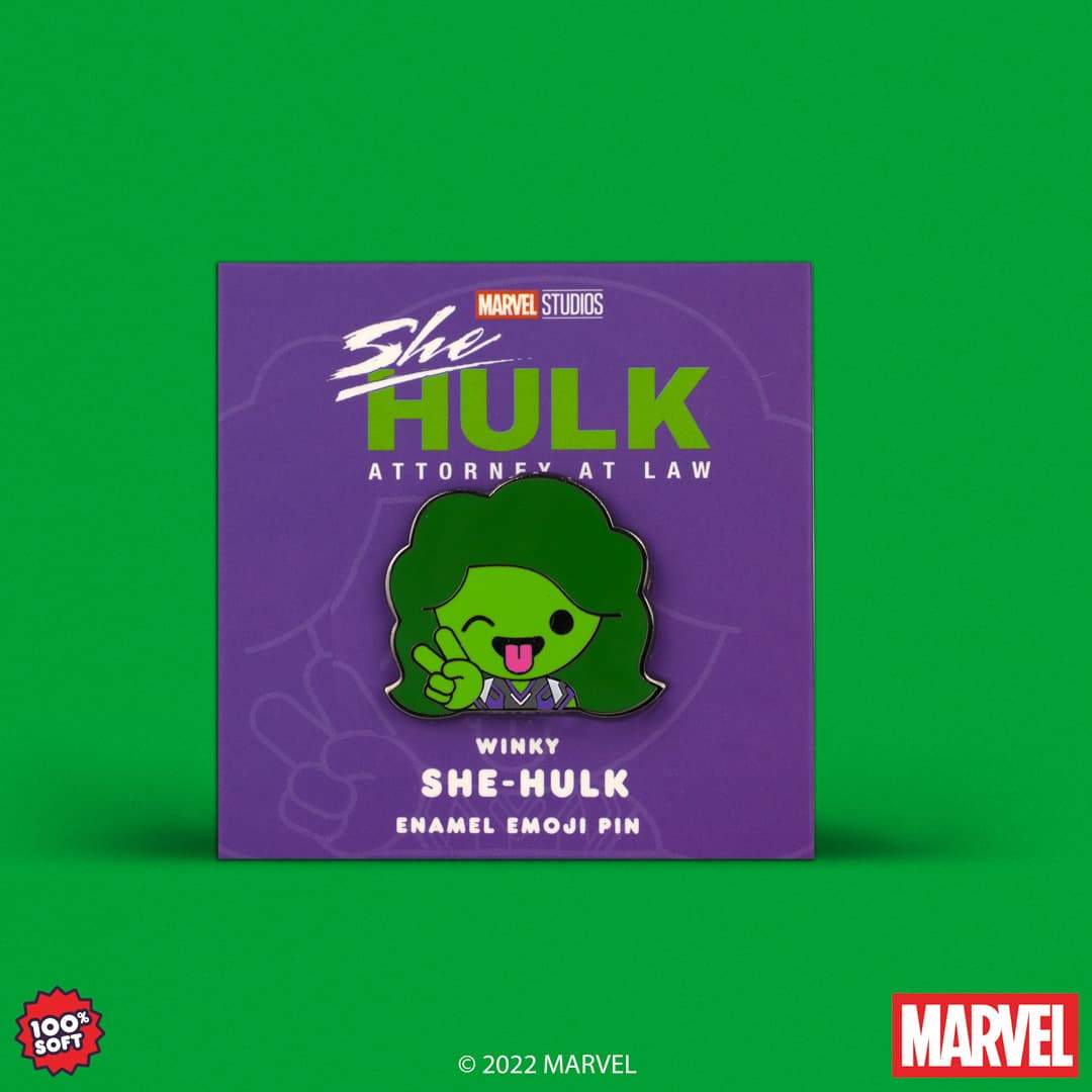 She-Hulk Pins by 100% Soft / shop them <a href=https://100soft.shop/collections/marvel-pins >here</a>