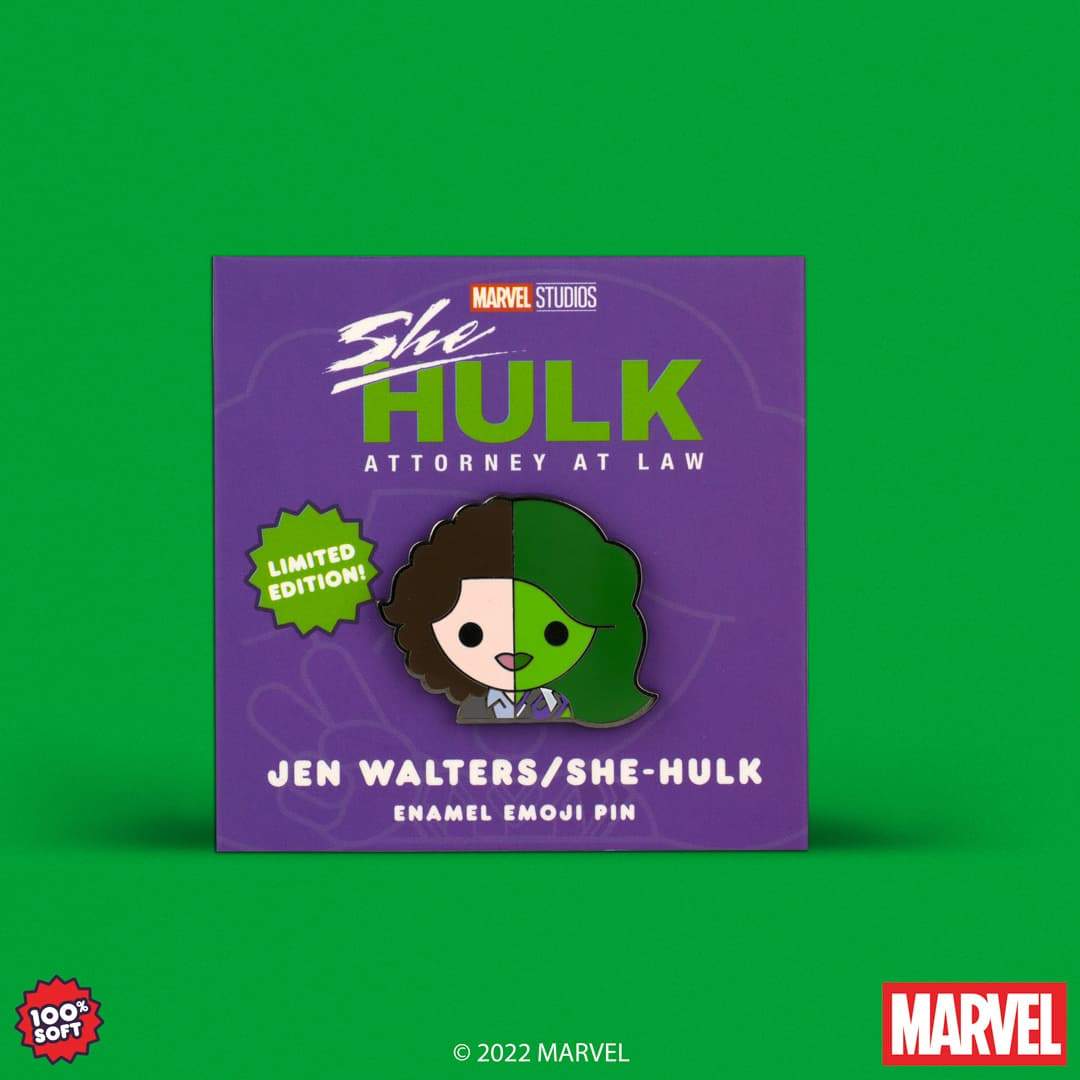 She-Hulk Pins by 100% Soft / shop them <a href=https://100soft.shop/collections/marvel-pins >here</a>