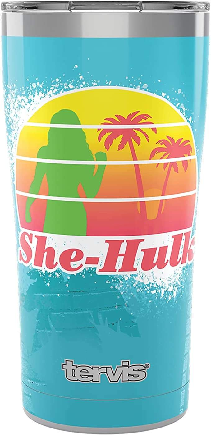 She-Hulk Tervis / shop it <a href= https://www.amazon.com/Tervis-Marvel-She-Hulk-Insulated/dp/B0BB3FCGN5?ref_=ast_sto_dp>here</a>