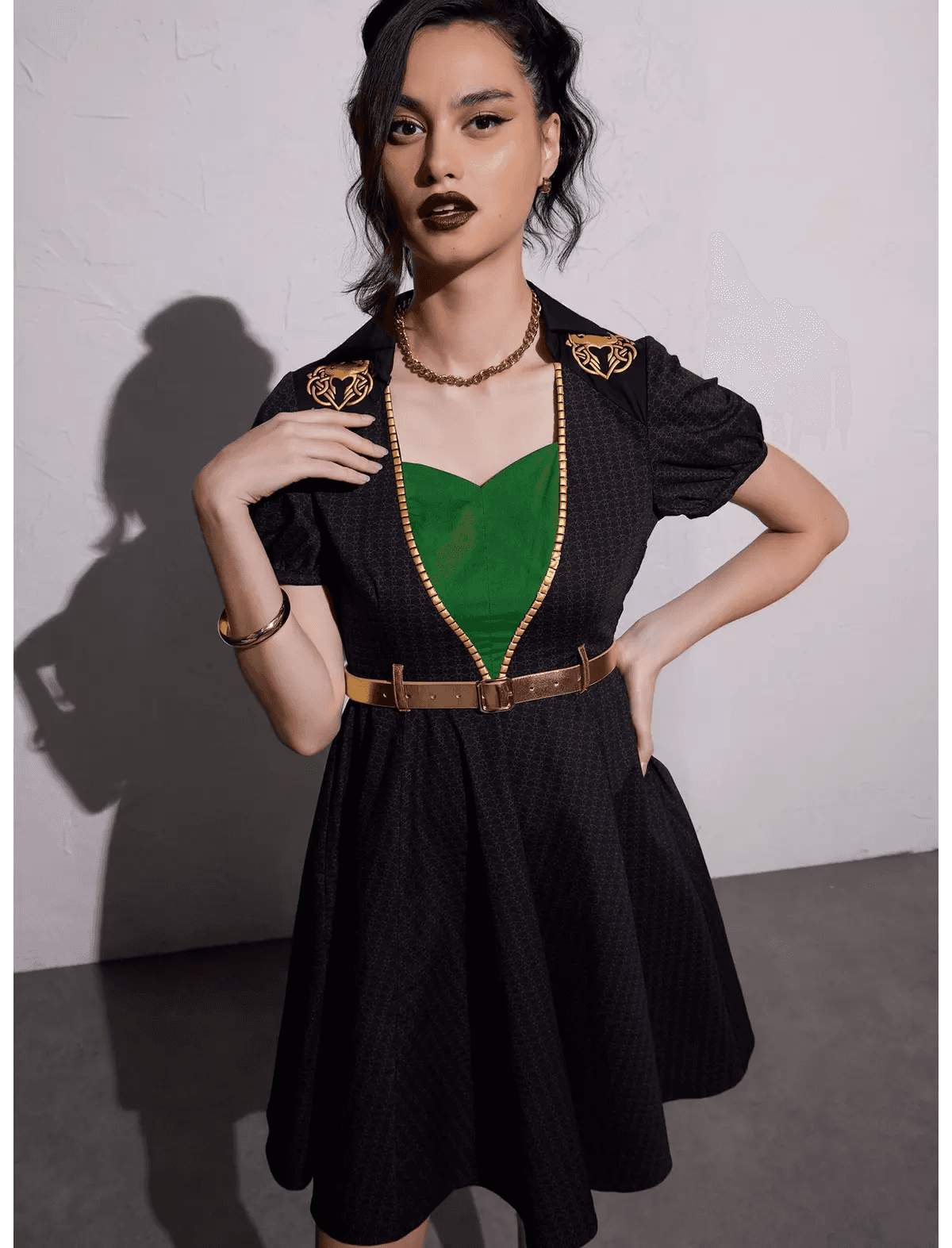Her Universe Marvel Loki Gold Belt Retro Dress