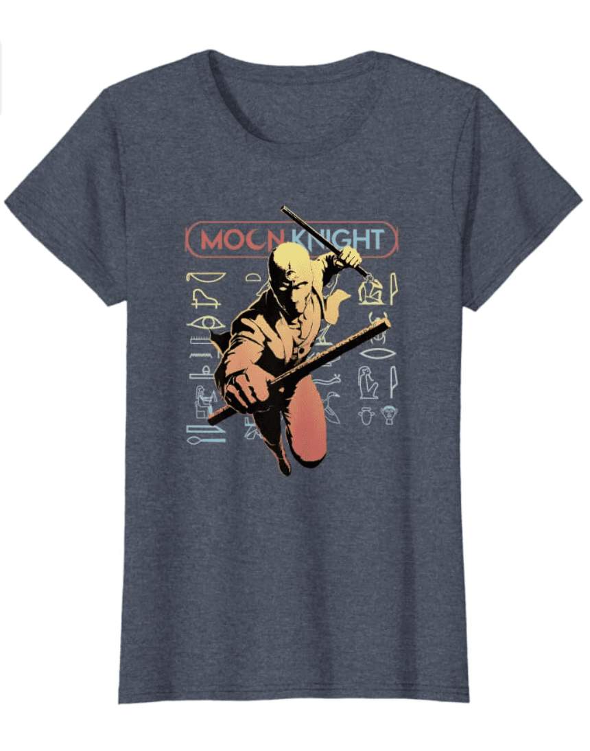 Mr. Knight Action t-shirt / shop it <a href=https://www.amazon.com/Marvel-Knight-Action-Poster-T-Shirt/dp/B09TS1TVDN>here</a>