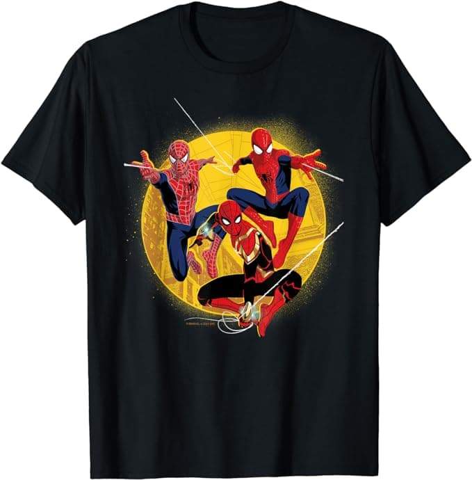 Marvel Spider-Man: No Way Home Spider-Men In Action T-Shirt