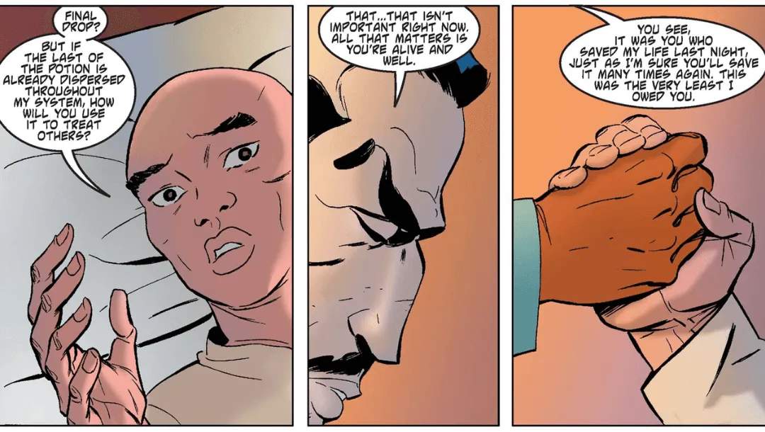 Wong awakes to find Oktid's Elixir in his bloodstream