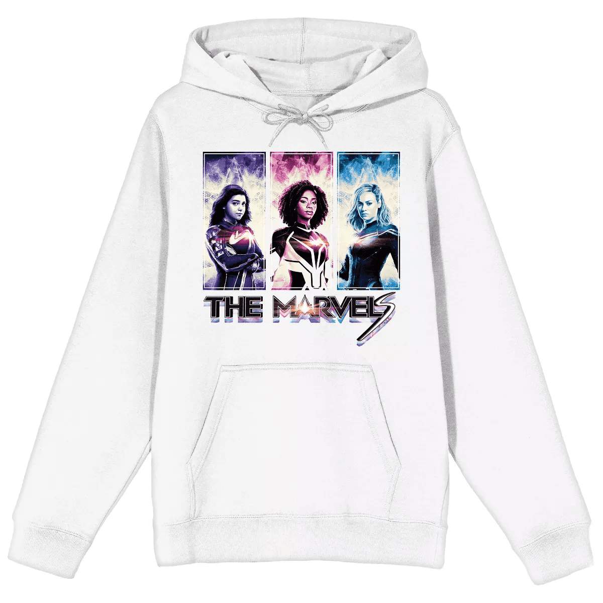 The Marvels Photon, Captain Marvel, Ms. Marvel Adult White Graphic Hoodie