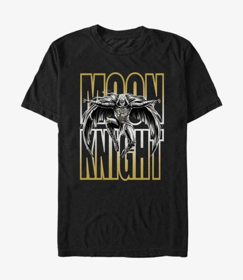 Moon Knight Action Jump t-shirt / shop it <a href=https://www.amazon.com/Marvel-Knight-Action-Poster-T-Shirt/dp/B09TS3TXXQ>here</a>