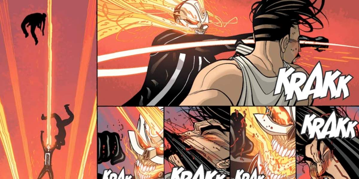 Ghost Rider exhibits his strength in a fight