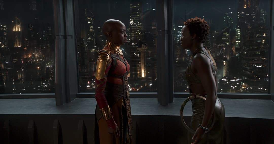 Nakia and Okoye argue about loyalty.