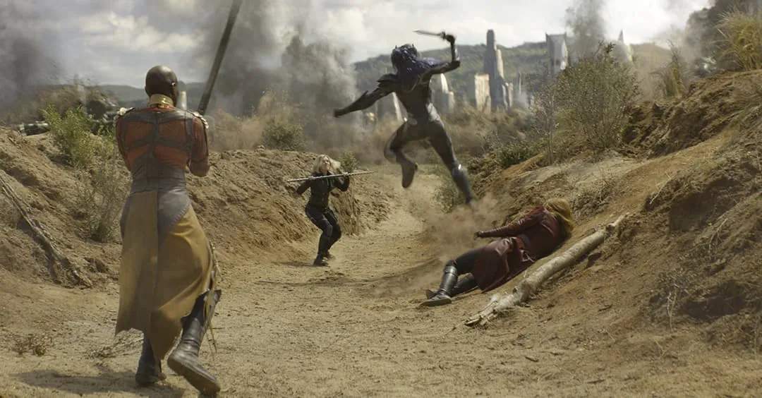 Okoye and Black Widow joined forces to fight Midnight with Scarlet Witch stepping in to defeat her.