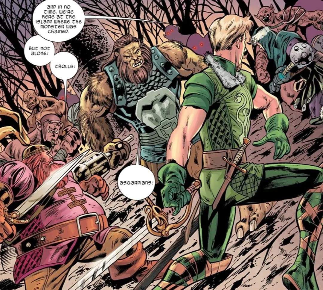 The Warriors Three battle Trolls