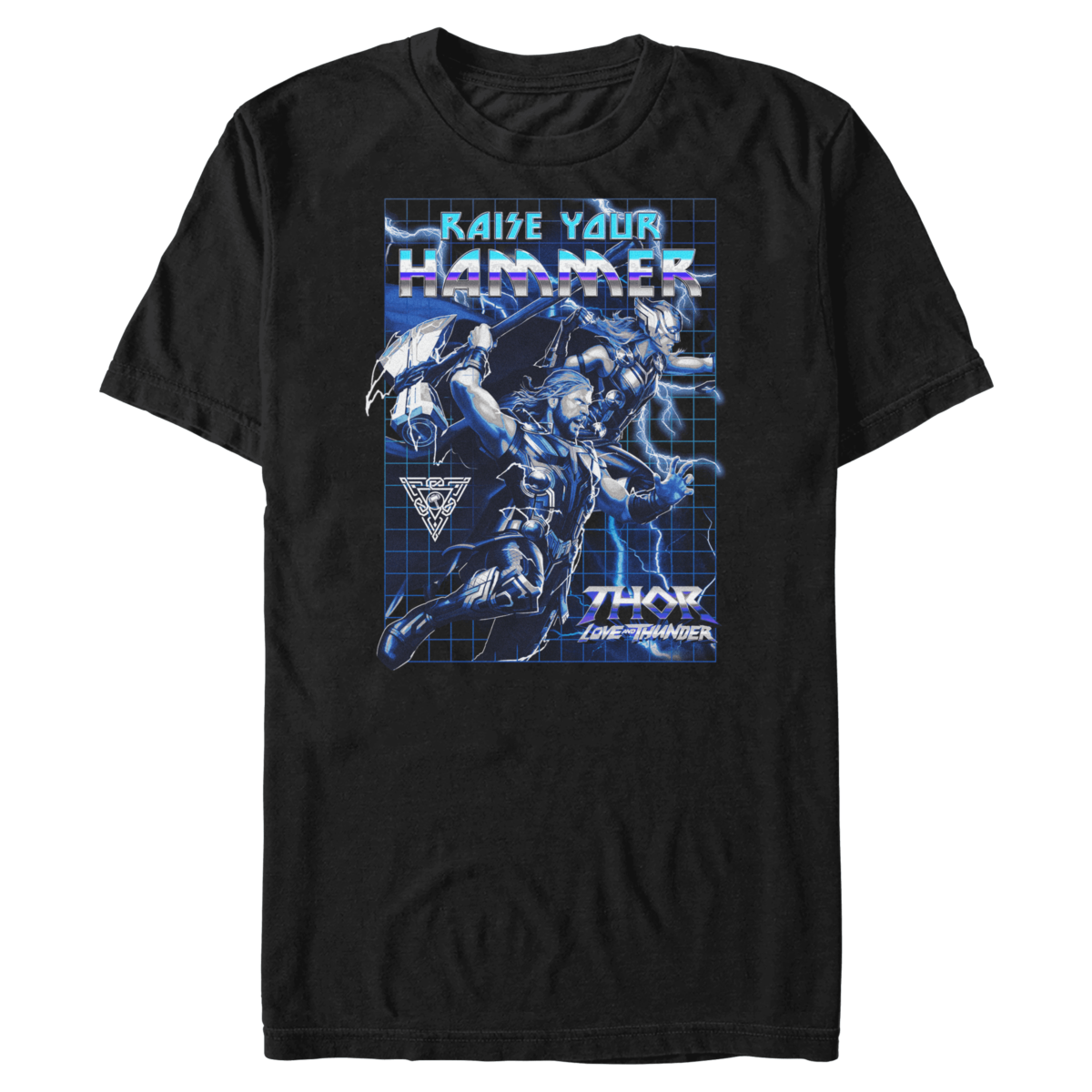 Raise Your Hammer t-shirt / shop it <a href=https://www.hottopic.com/product/marvel-thor-love-and-thunder-raise-your-hammer-t-shirt/19108249.html>here</a>