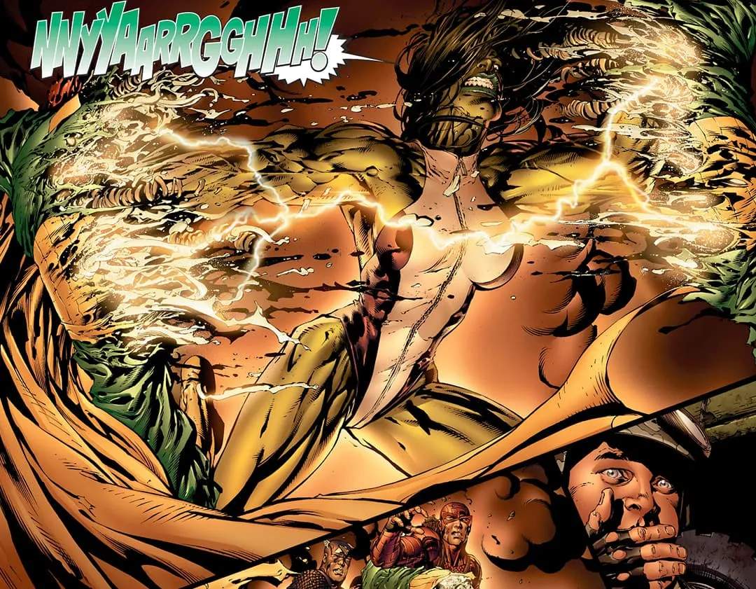 She-Hulk rips Vision apart with her bare hands.