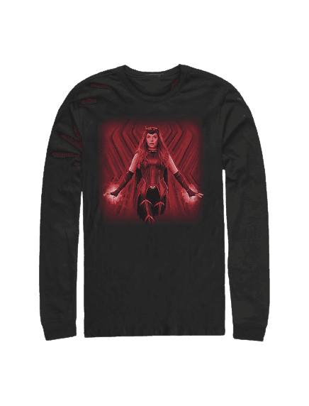 Powerful Scarlet Witch Long Sleeve T-Shirt / shop it <a href=https://www.hottopic.com/product/marvel-wandavision-powerful-scarlet-witch-long-sleeve-t-shirt/15794230.html>here</a>