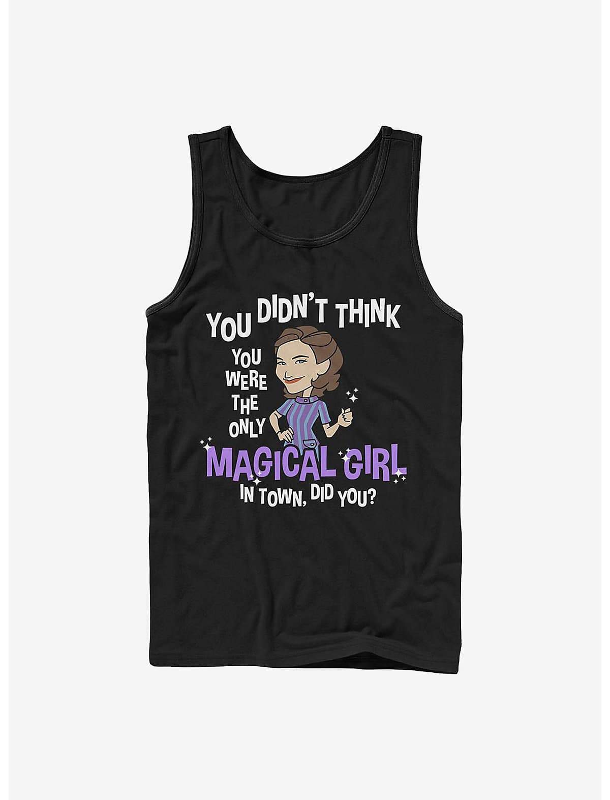 <a href=https://www.hottopic.com/product/marvel-wandavision-another-magical-girl-agatha-tank/15794375.html>Another Magical Girl Tank Top</a> / Hot Topic