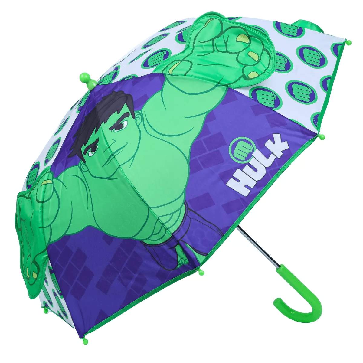 Disney Marvel Avengers Little Kid Hulk 3D Stick Umbrella for Kids