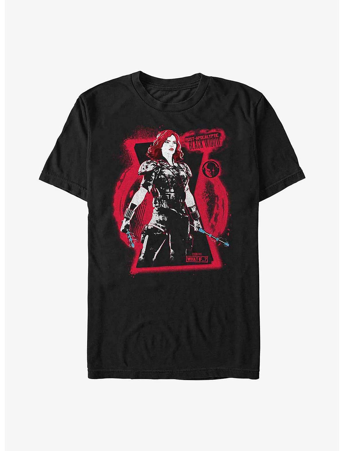 Black Widow Post Apocalypse Ready T-Shirt / shop it <a href=”https://www.hottopic.com/product/marvel-what-if-black-widow-post-apocalypse-ready-t-shirt/16976198.html">here</a>