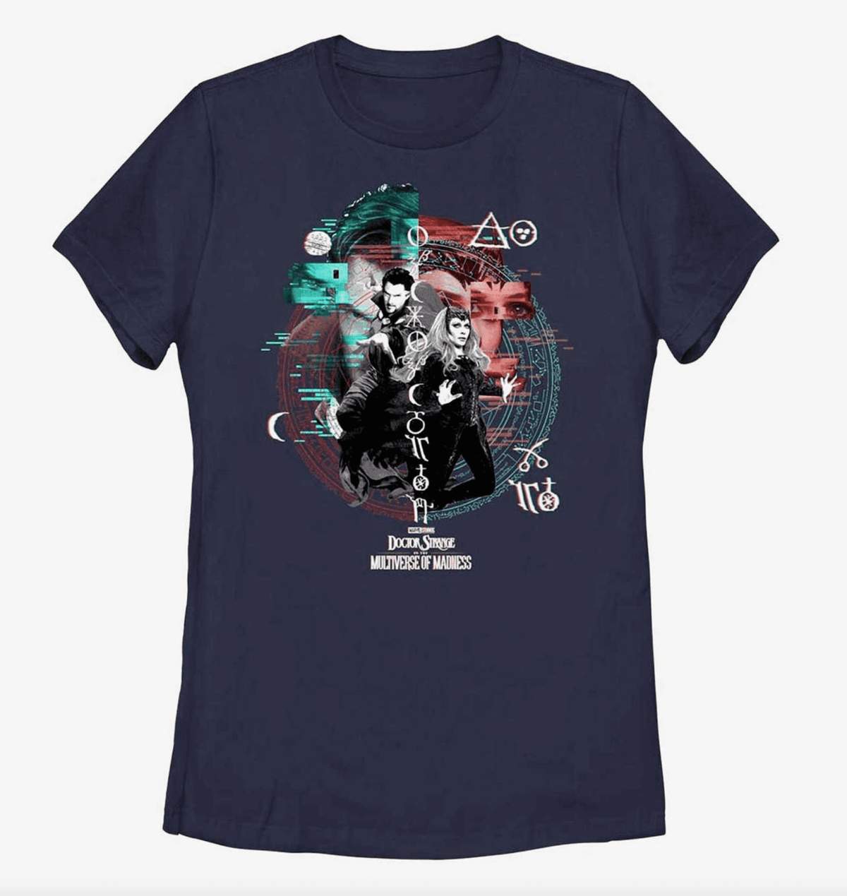 Magic Glitch t-shirt / shop it <a href=https://www.boxlunch.com/product/marvel-doctor-strange-multiverse-of-madness-scarlet-witch-magic-glitch-womens-t-shirt/17935074.html>here</a>