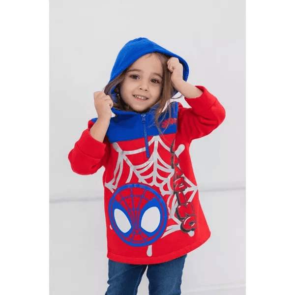 Marvel Spidey and his Amazing Friends Ghost-Spider Miles Morales Spider-Man Fleece Half Zip Hoodie Toddler to Little Kid