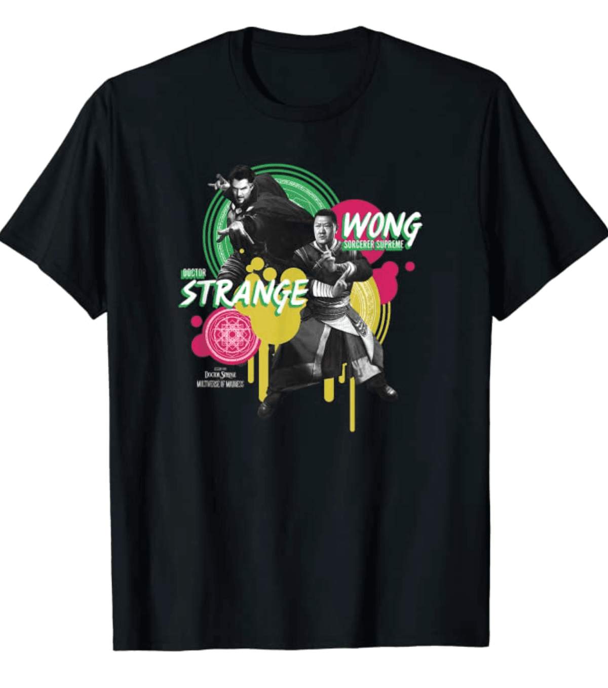 Strange and Wong Dip t-shirt / shop it <a href=https://www.amazon.com/Marvel-Strange-Multiverse-Madness-T-Shirt/dp/B09VCVFXY1>here</a>