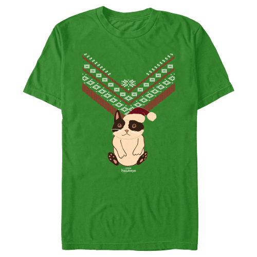 Shop it <a href=https://www.hottopic.com/product/marvel-hawkeye-cat-sweater-t-shirt/16979094.html>here</a>