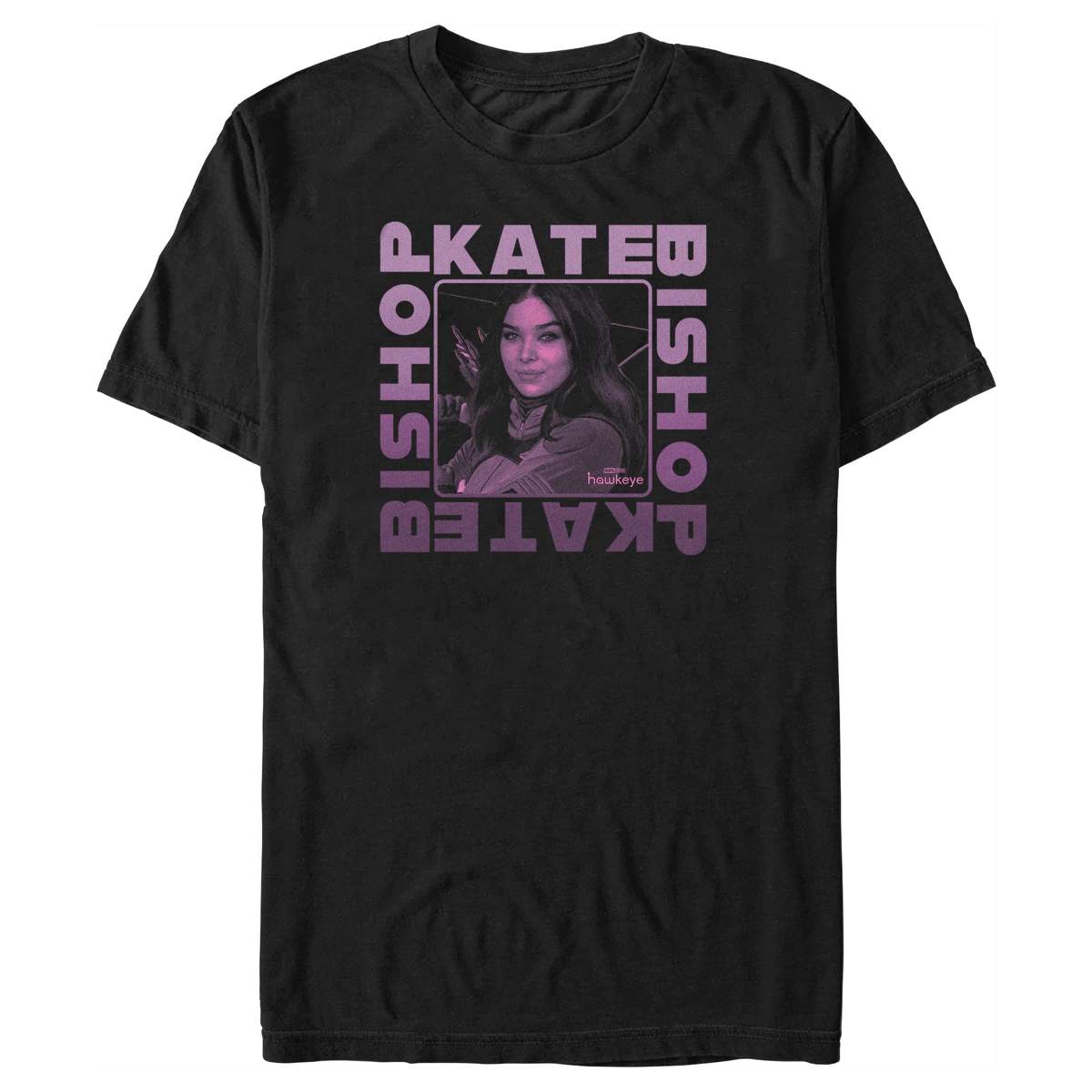 Shop it <a href=https://www.hottopic.com/product/marvel-hawkeye-text-box-t-shirt/17283163.html>here</a>
