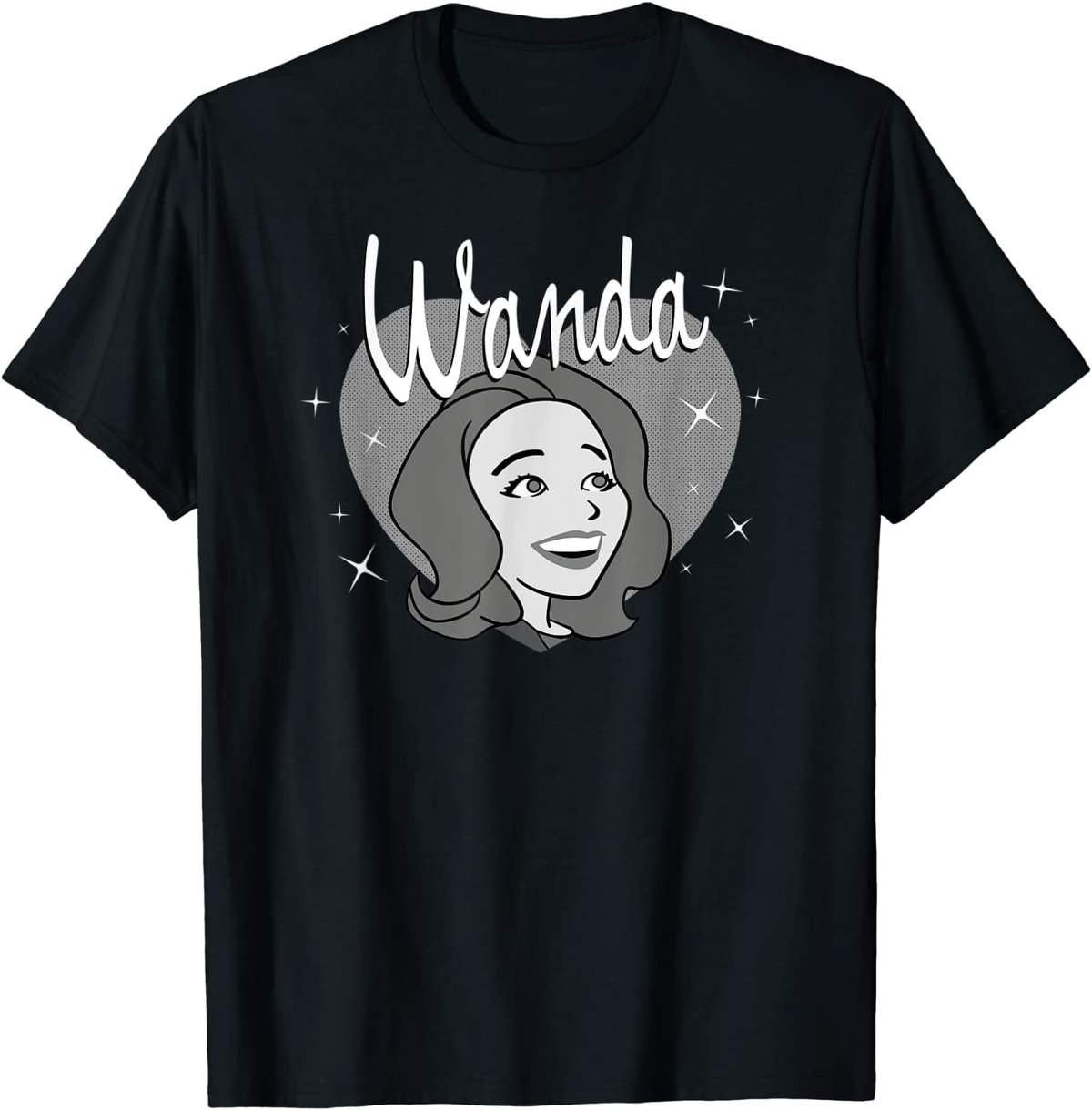 <a href=https://www.amazon.com/Marvel-WandaVision-Wanda-Maximoff-T-Shirt/dp/B08WJW5F7Y>Wanda Maximoff Retro Heart T-Shirt</a> / Amazon