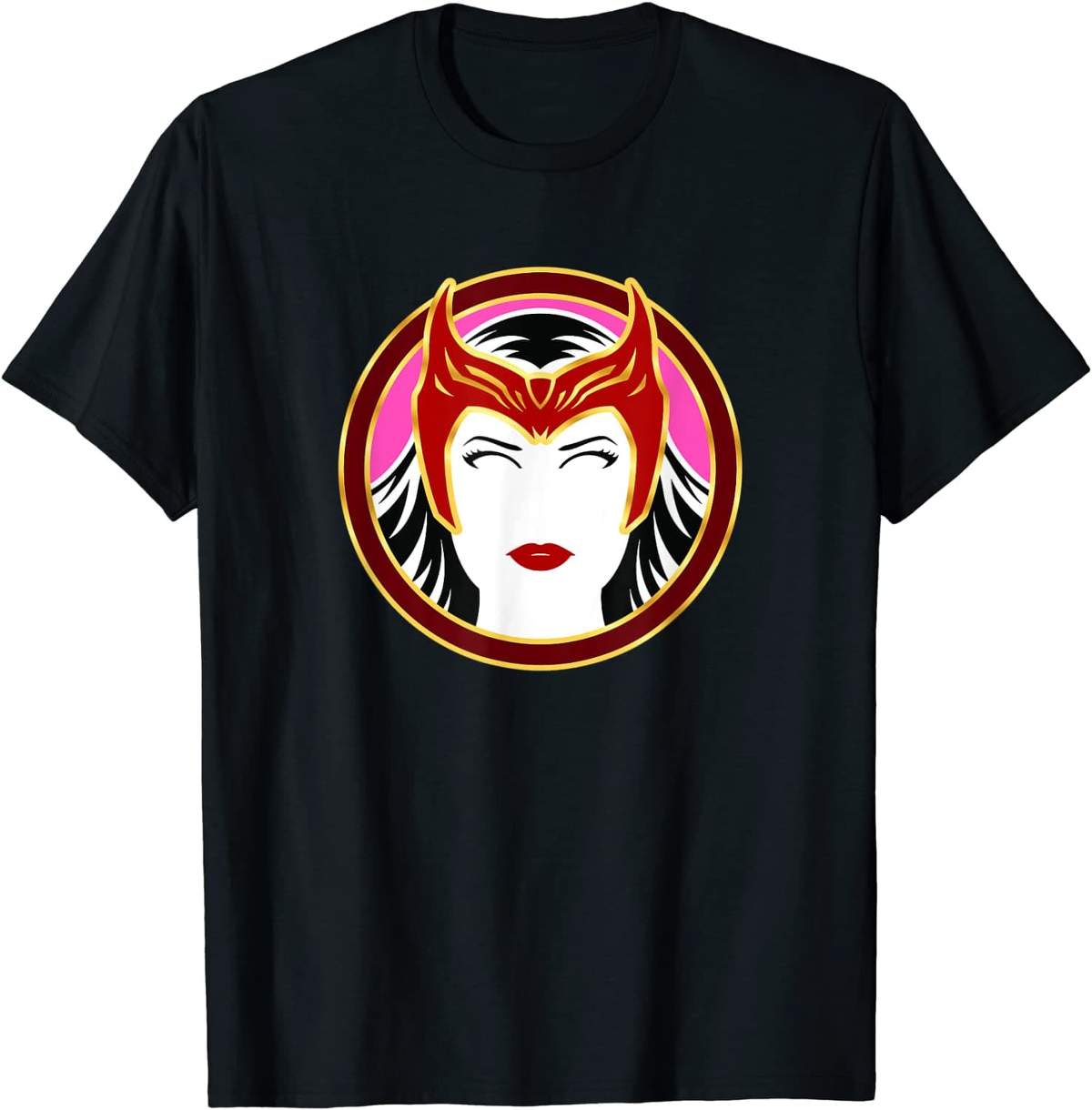 <a href=https://www.amazon.com/Marvel-WandaVision-Scarlet-Details-T-Shirt/dp/B091F37HQZ>Scarlet Witch Details T-Shirt</a> / Amazon