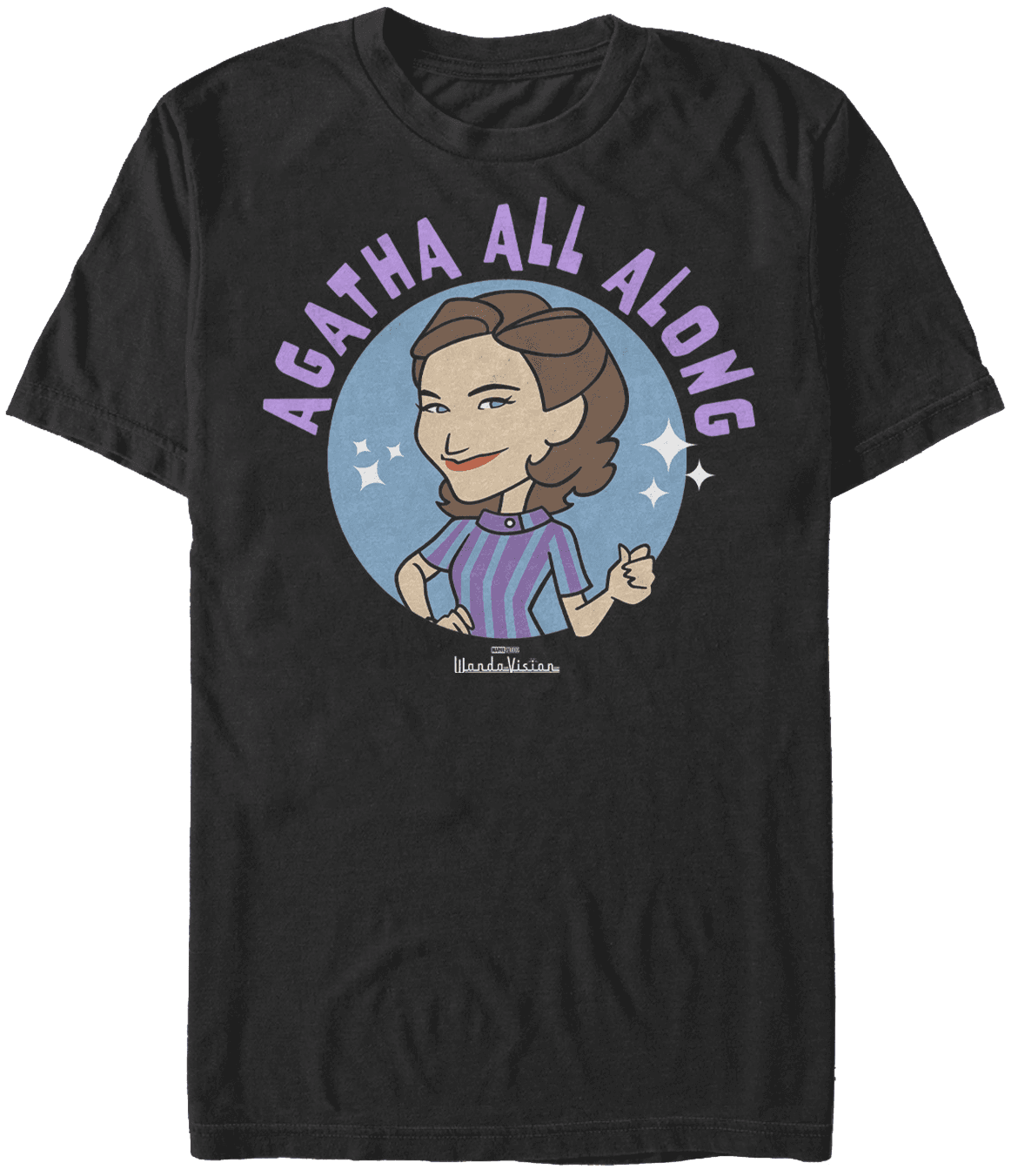 <a href=https://www.amazon.com/dp/B08XMD8P55>’Agatha All Along’ Retro Circle T-Shirt </a>/ Amazon