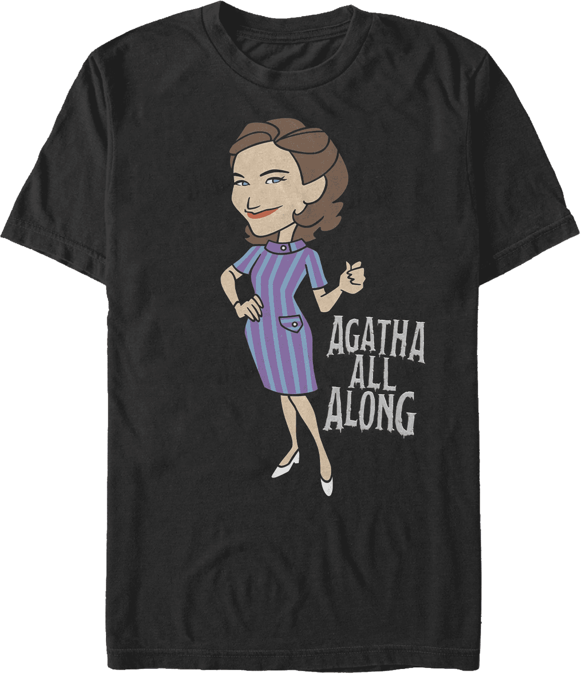 <a href=https://www.amazon.com/dp/B08XMLR733>’Agatha All Along’ Retro Portrait T-Shirt </a>/ Amazon
