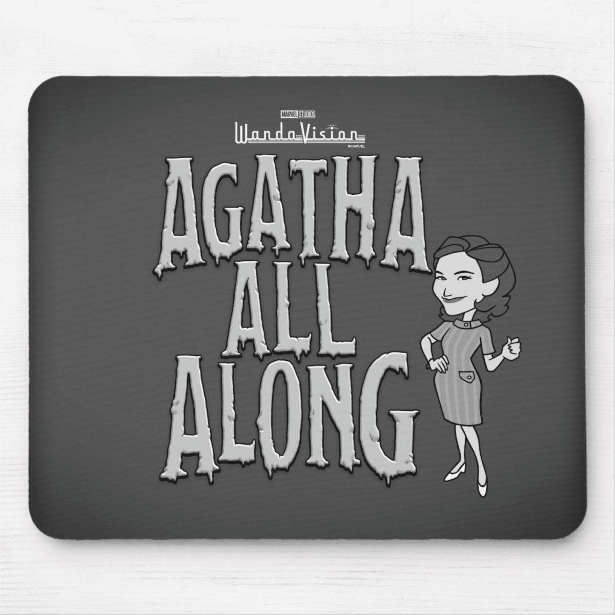 <a href=https://www.zazzle.com/agatha_all_along_mouse_pad-144017981192069420>’Agatha All Along’ Mousepad</a> / Zazzle