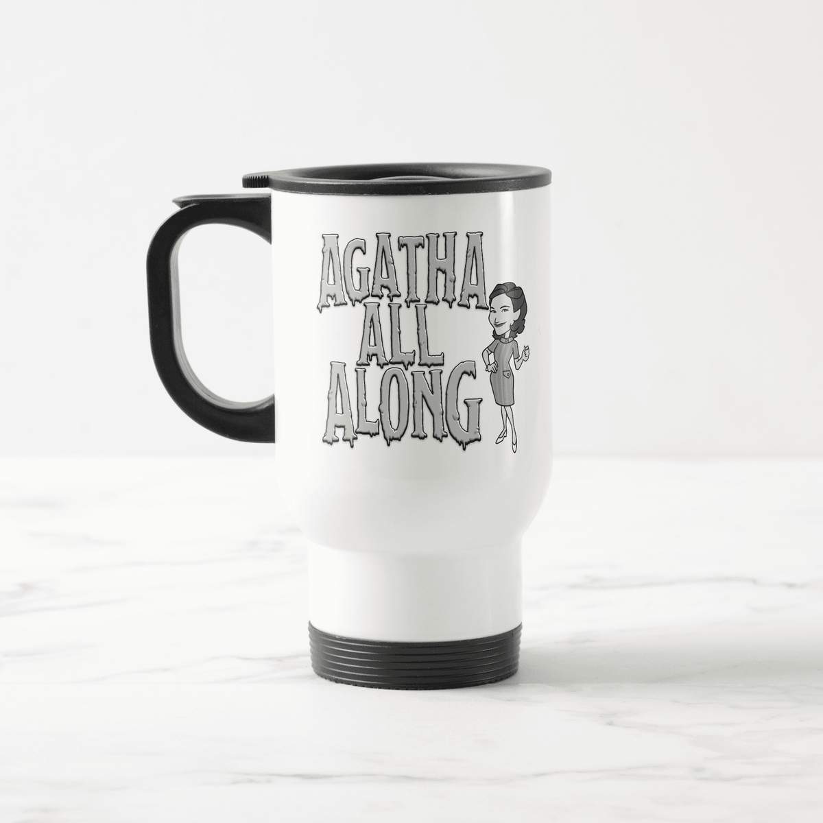 <a href=https://www.zazzle.com/agatha_all_along_travel_mug-168163836510718257>’Agatha All Along’ Travel Mug</a> / Zazzle