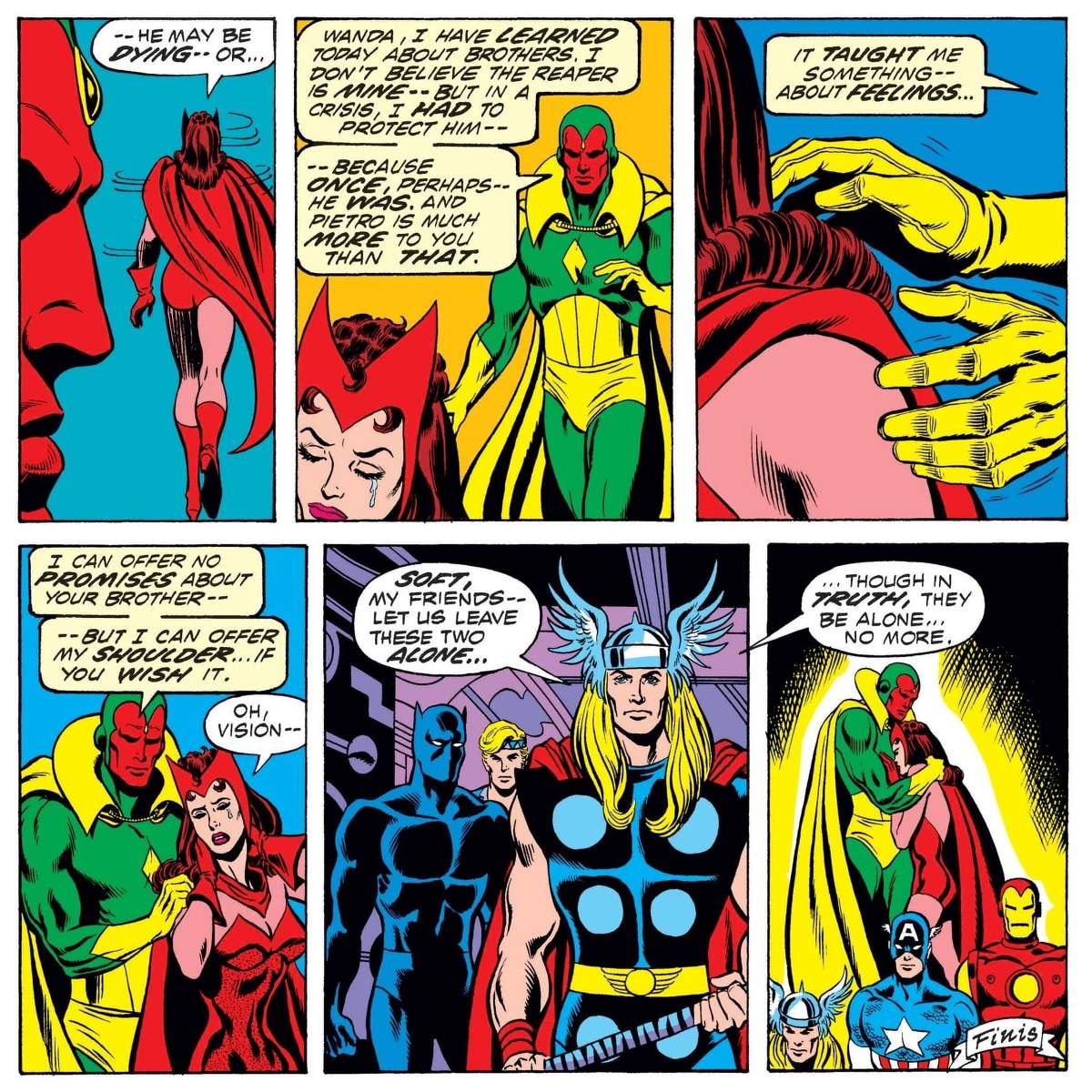 Vision comforts Wanda.