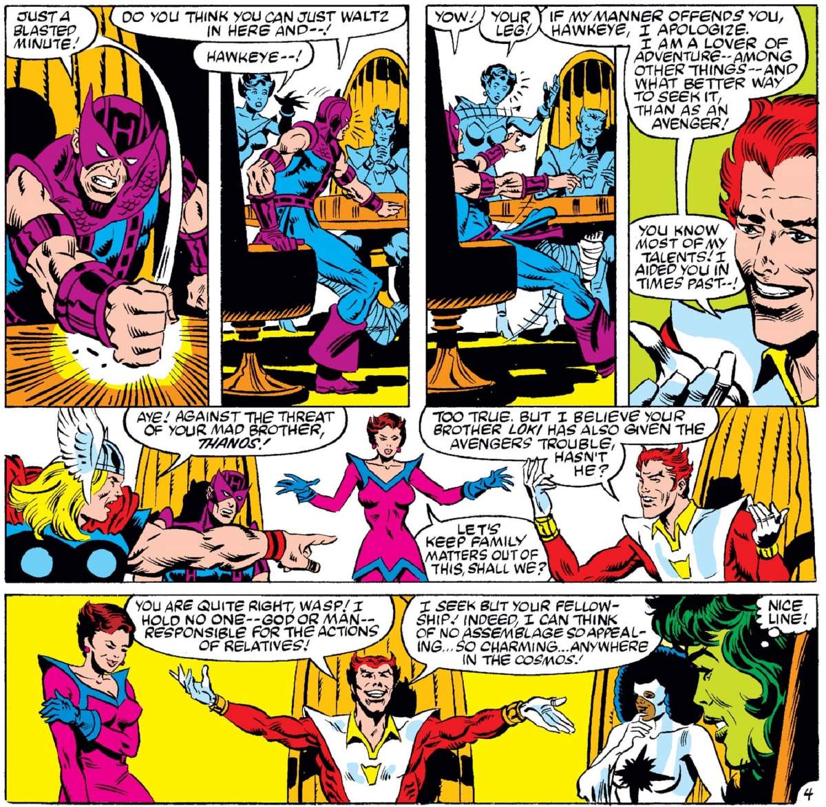 Starfox charming Earth’s Mightiest in AVENGERS (1963) #232.