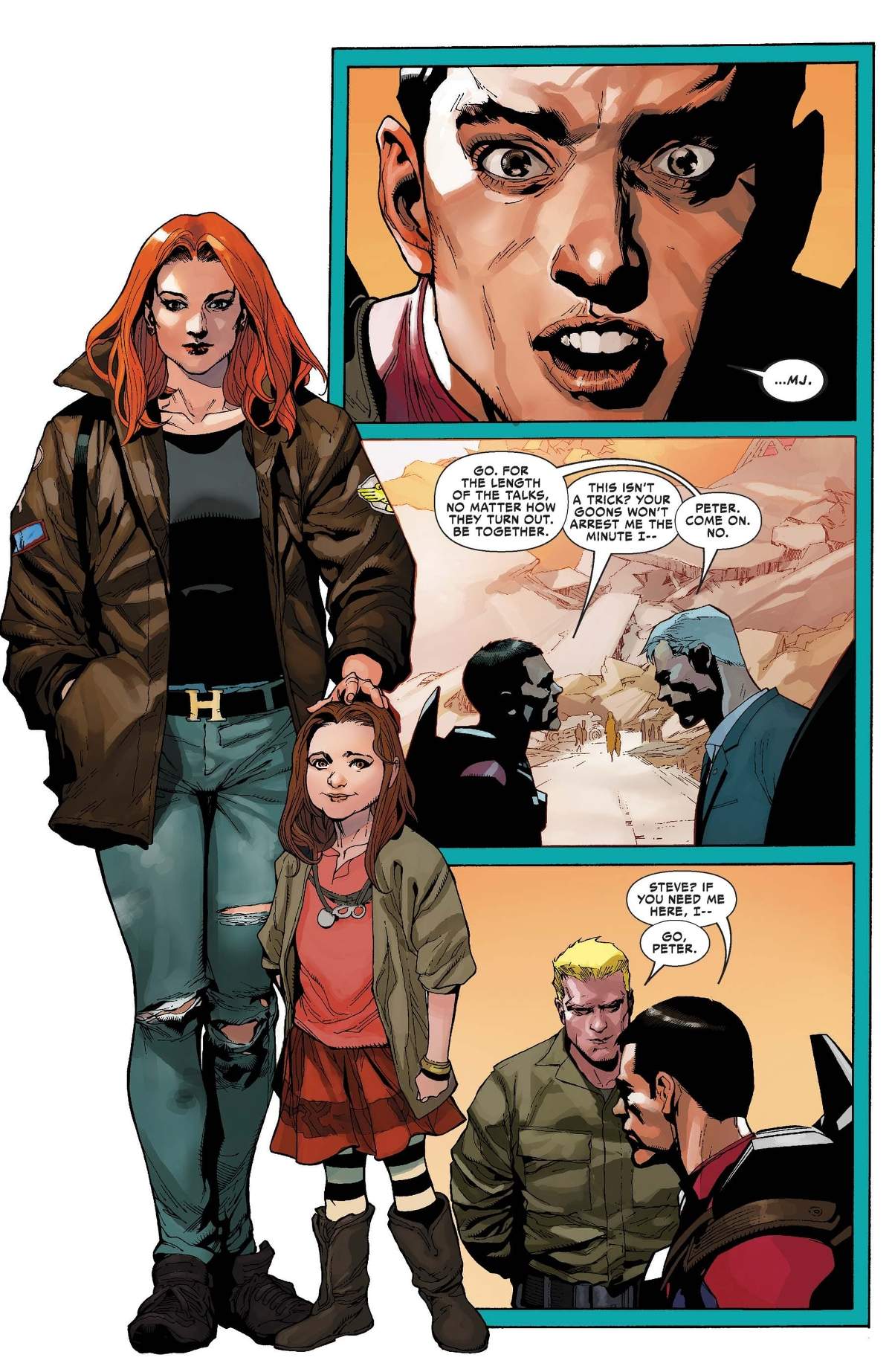 Peter Parker reunites with Mary Jane and Maybelle in CIVIL WAR (2015) #1