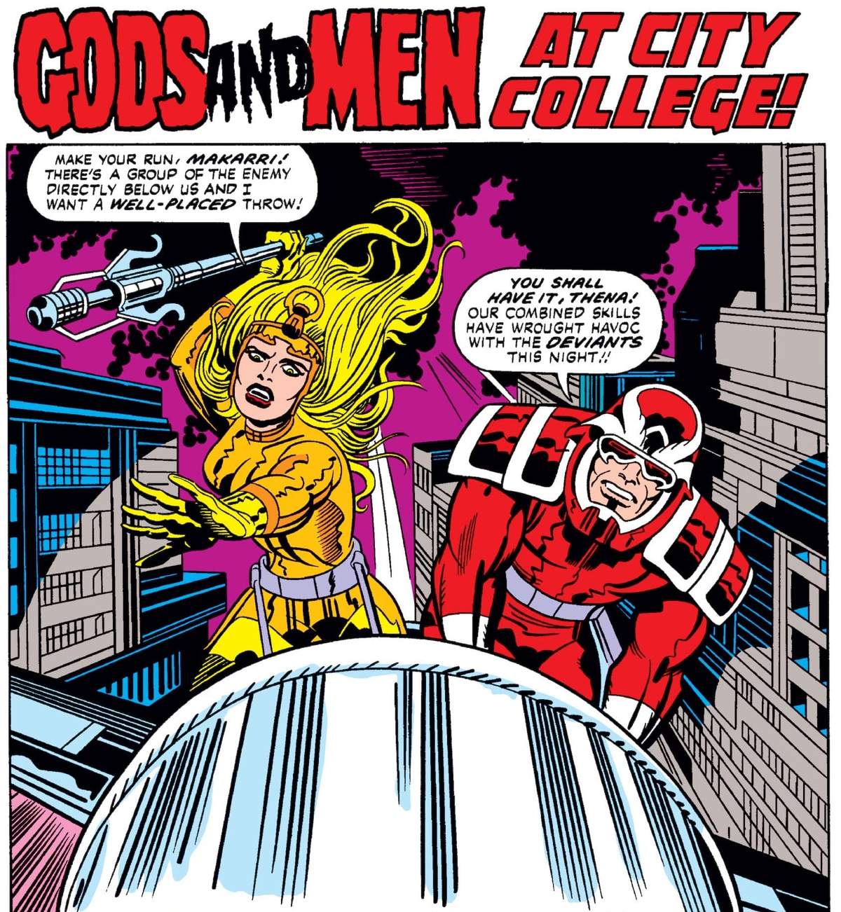 Thena and Makkari attack in ETERNALS (1976) #6.