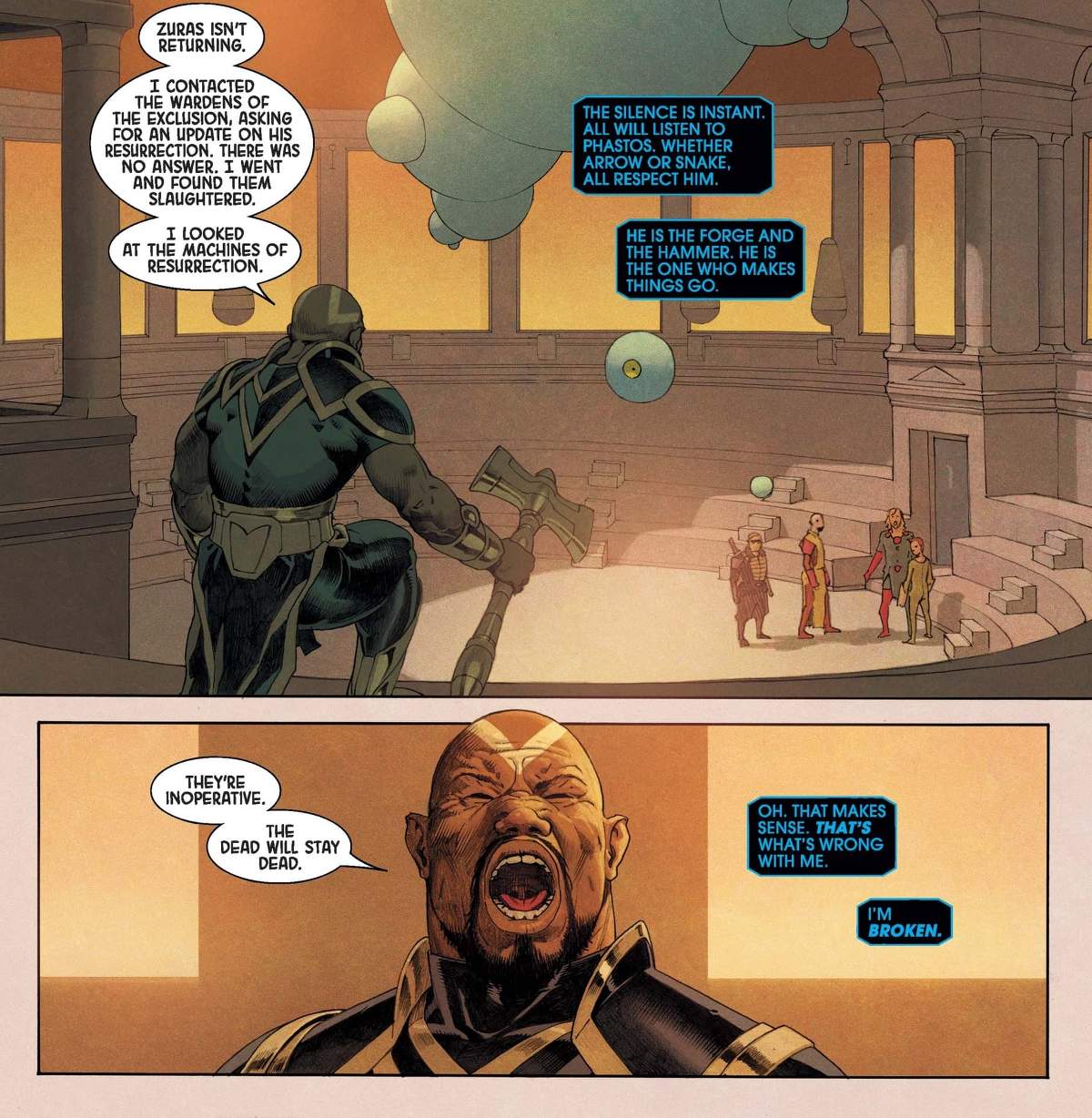 Phastos declares Zuras' death.