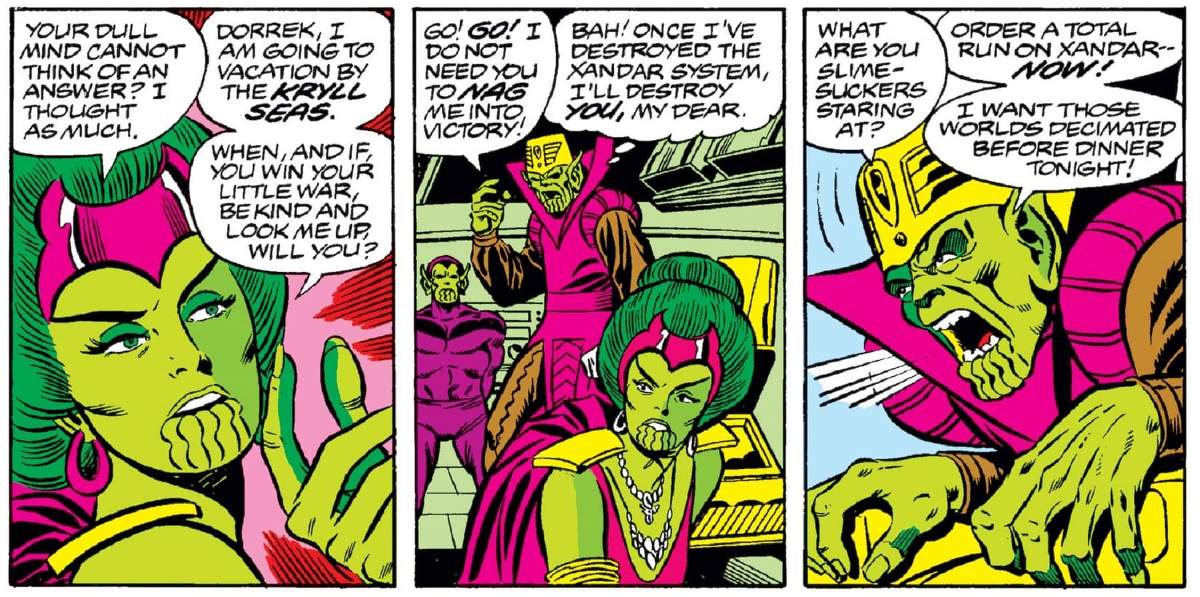FANTASTIC FOUR (1961) #206: The (treacherous) marriage of Empress R'Klll and Emperor Dorrek VII.