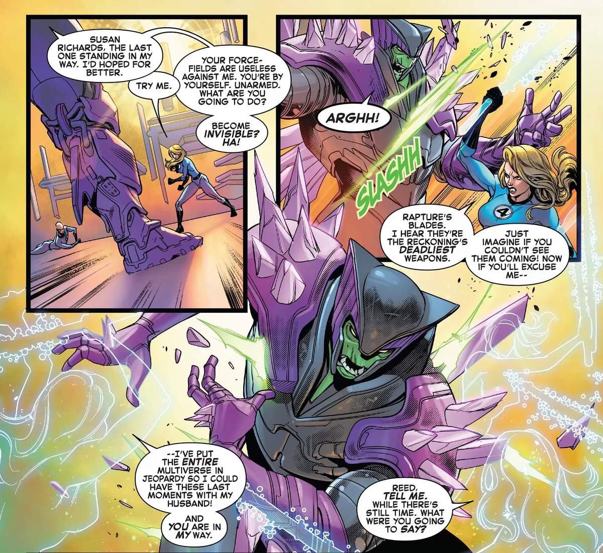 in FANTASTIC FOUR (2018) #44 by Dan Slott, Andrea Di Vito, Davide Tinto, and Rachael Stott