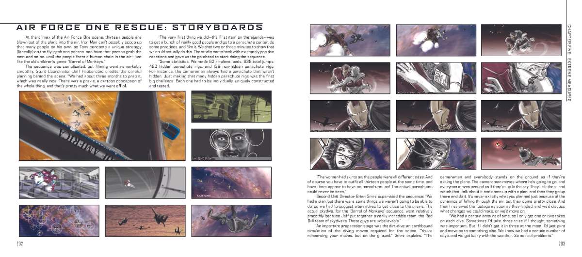 Marvel Studios' The Infinity Saga - Iron Man 3: The Art of the Movie | Air Force One rescue storyboards