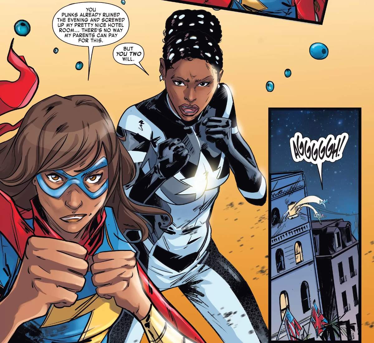 Monica and Ms. Marvel team up in New Orleans from WOMEN OF MARVEL (2023) #1.