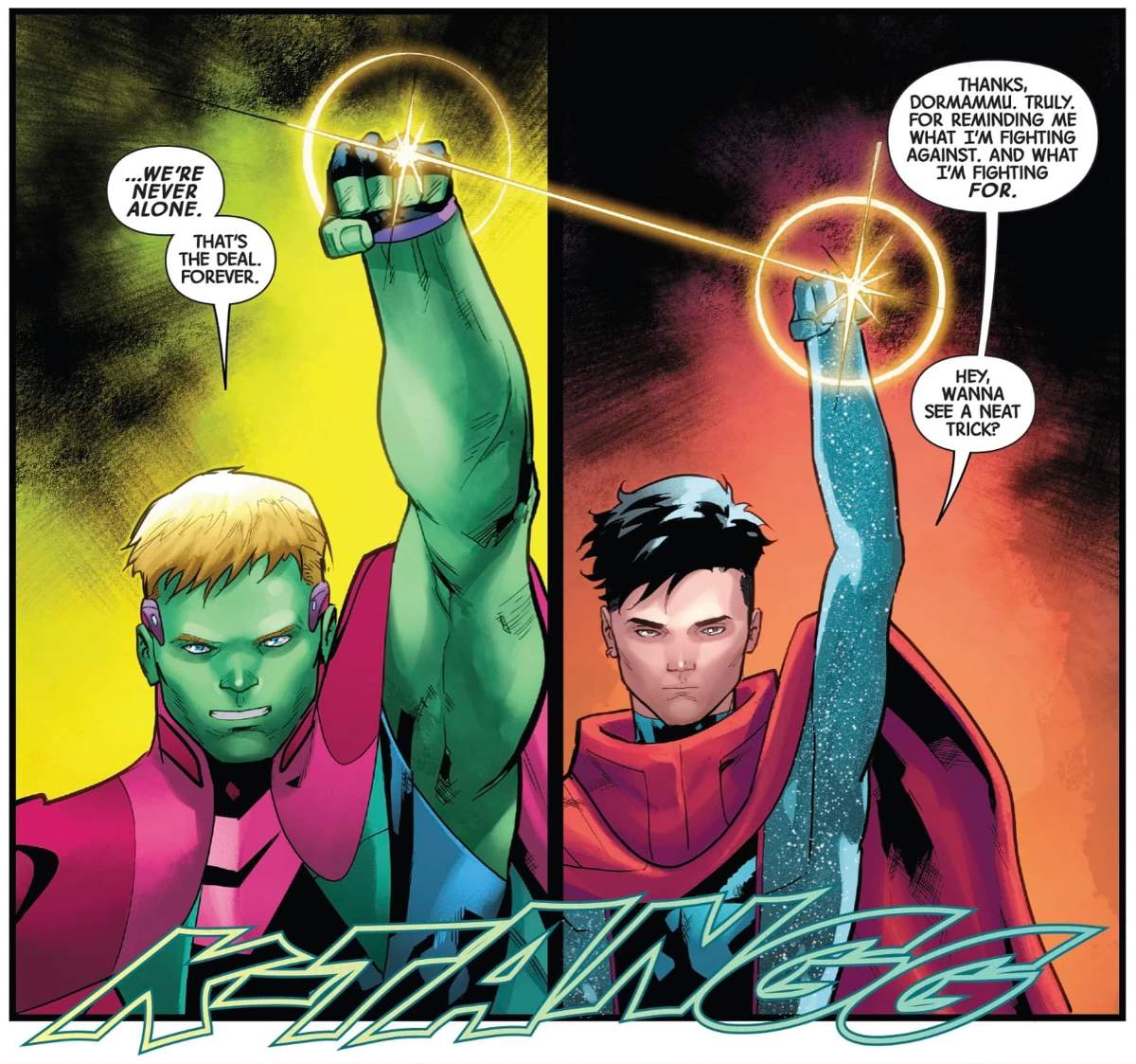LAST ANNIHILATION: WICCAN & HULKLING (2021) #1 artwork by Jan Bazaldua and Rachelle Rosenberg