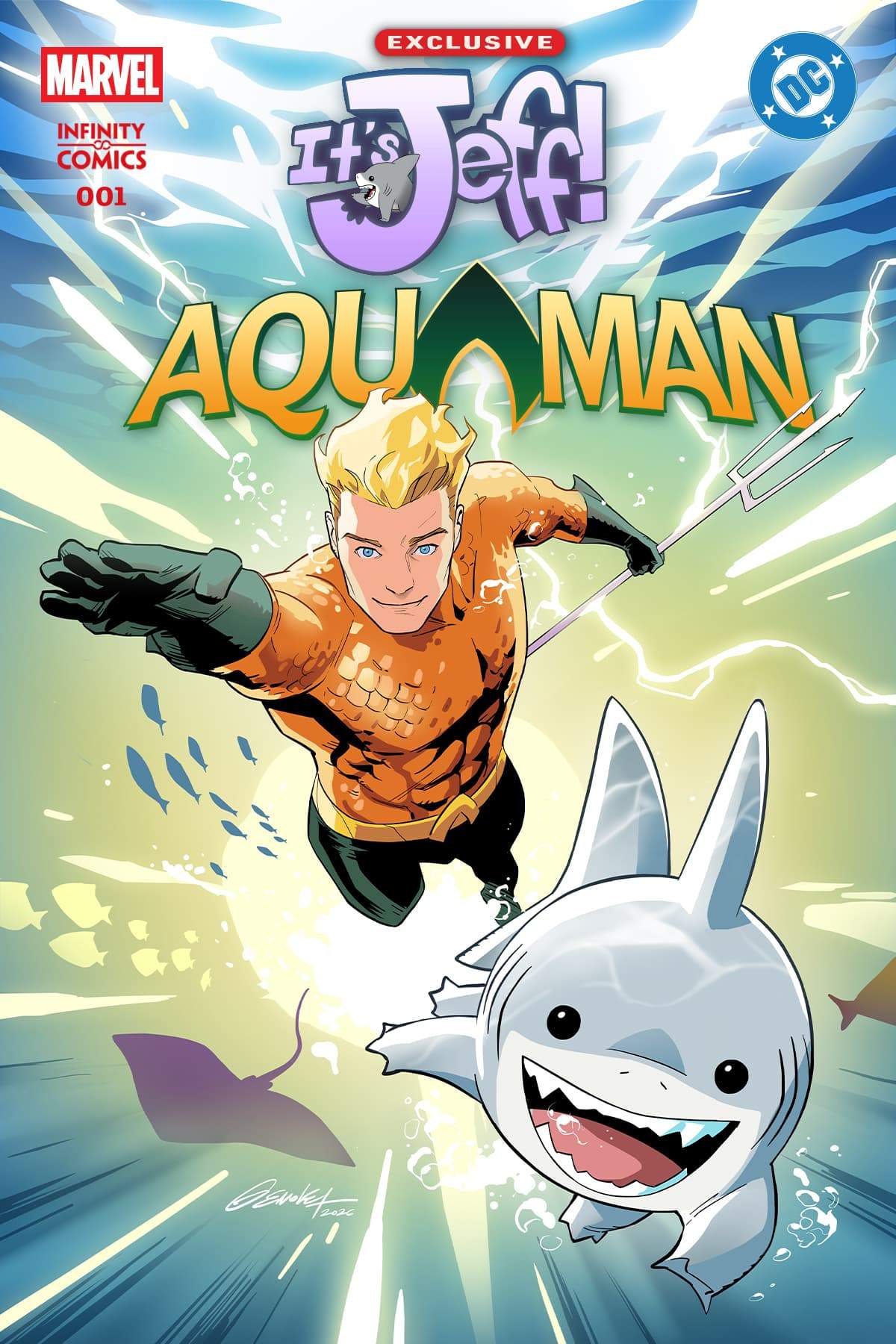 IT’S JEFF/AQUAMAN! INFINITY COMIC #1  Cover by ANDRES GENOLET