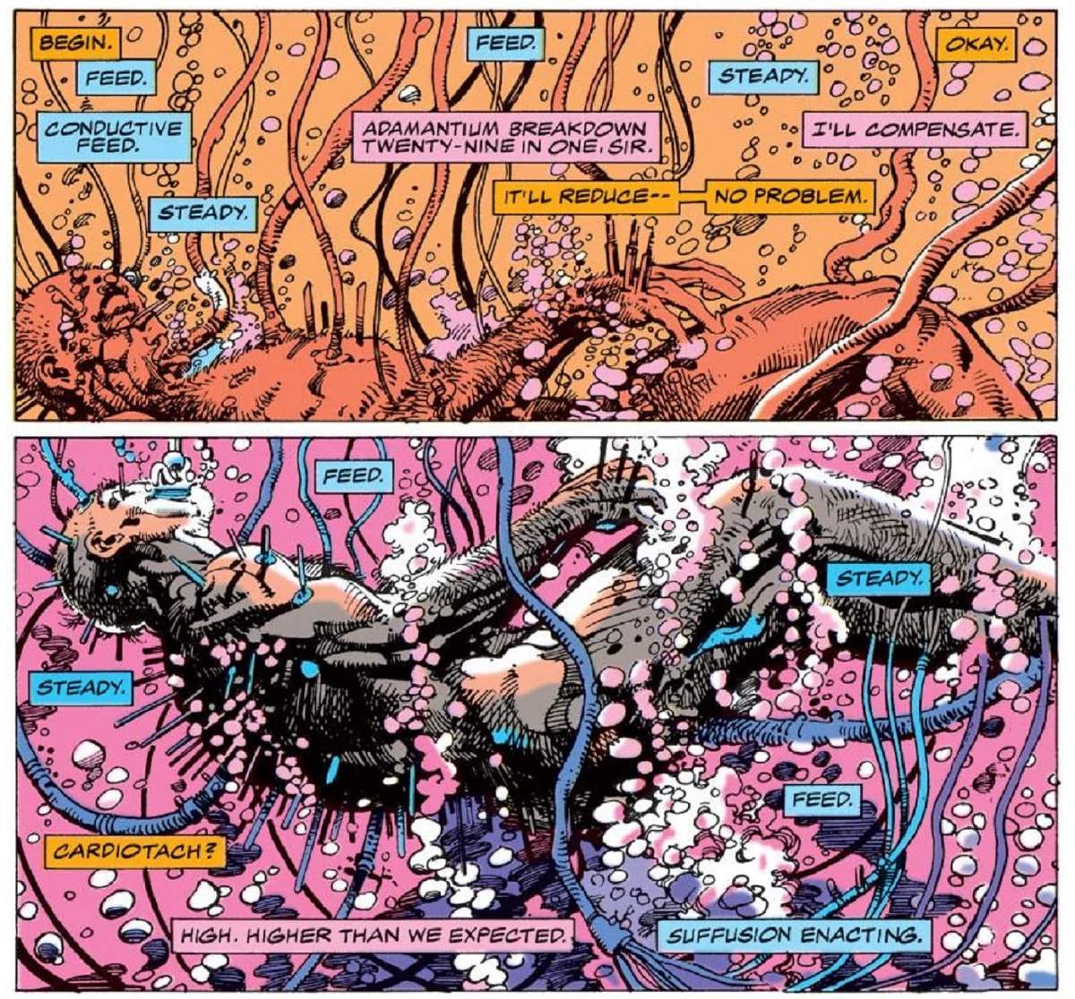 The bonding process begins in MARVEL COMICS PRESENTS (1988) #73 by Barry Windsor-Smith.