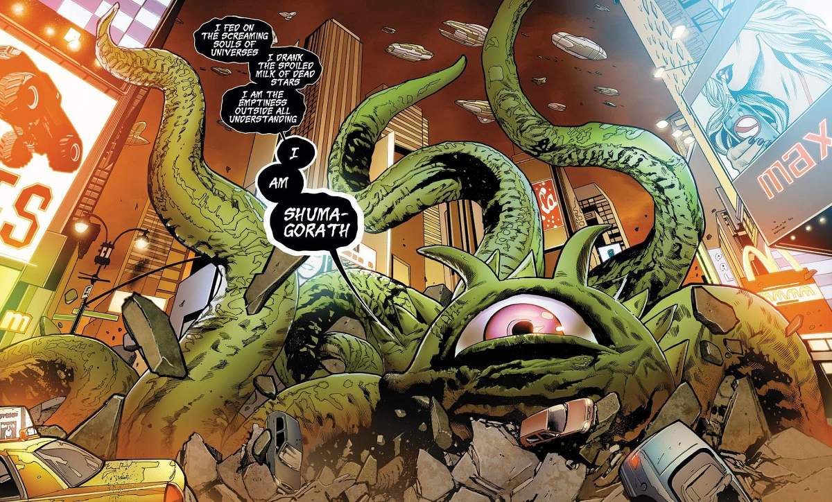 Shuma-Gorath claims New York in MIGHTY AVENGERS (2013) #2.