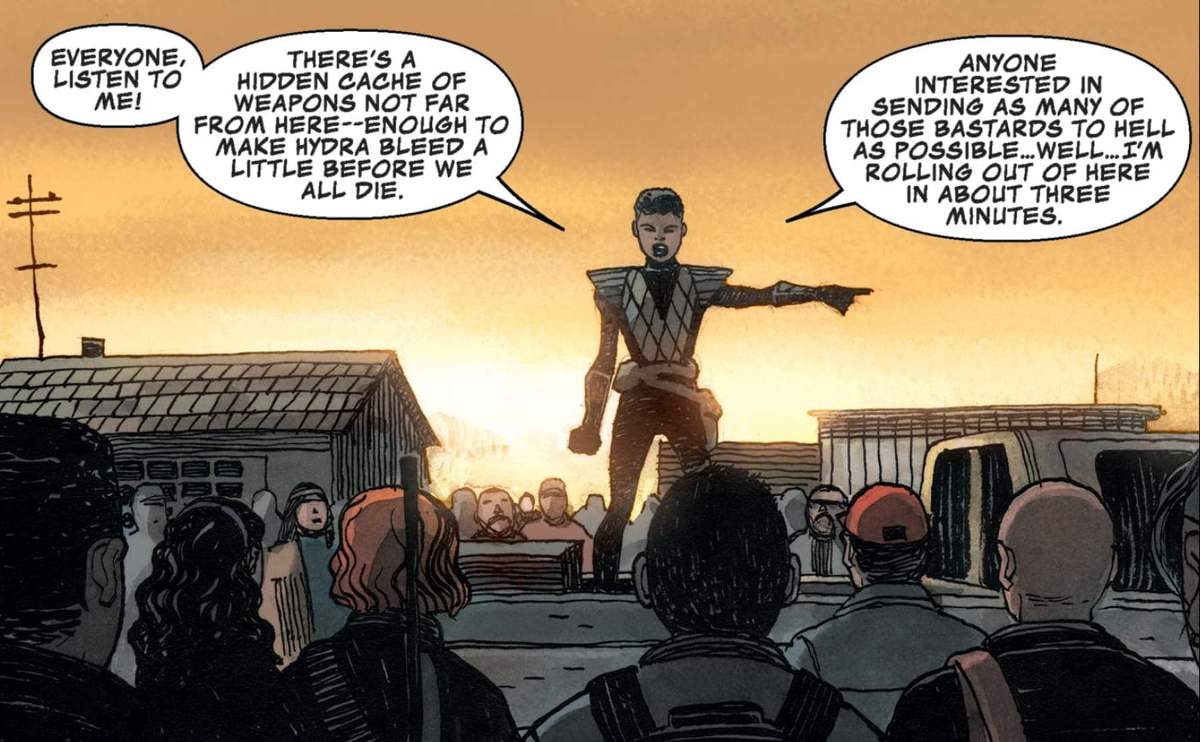 OCCUPY AVENGERS (2016) #9 panel by David Walker and Gabriel Hernandez Walta