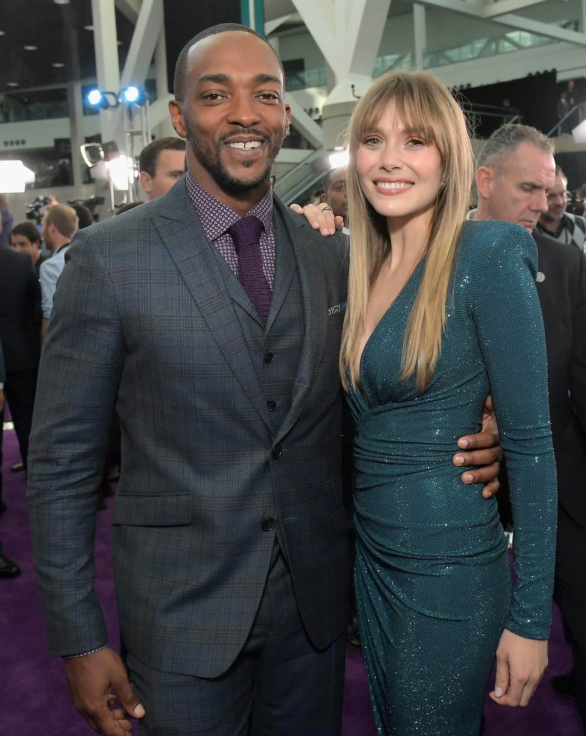 Anthony Mackie and Elizabeth Olsen at the Avengers: Endgame World Premiere