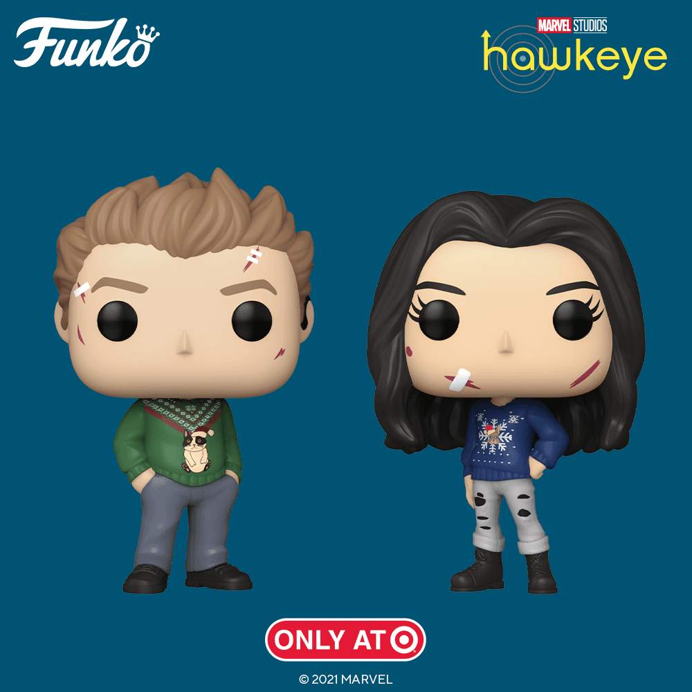 Shop them <a href=https://www.target.com/p/funko-pop-marvel-hawkeye-clint-target-exclusive/-/A-83906921>here</a>
