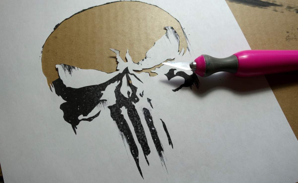 DIY Punisher Jigsaw Puzzle Craft - Cut Stencil