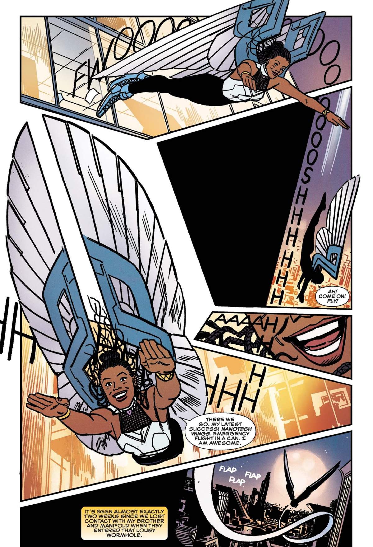 From SHURI (2018) #1 by Nnedi Okorafor, Leonardo Romero, and Jordie Bellaire.